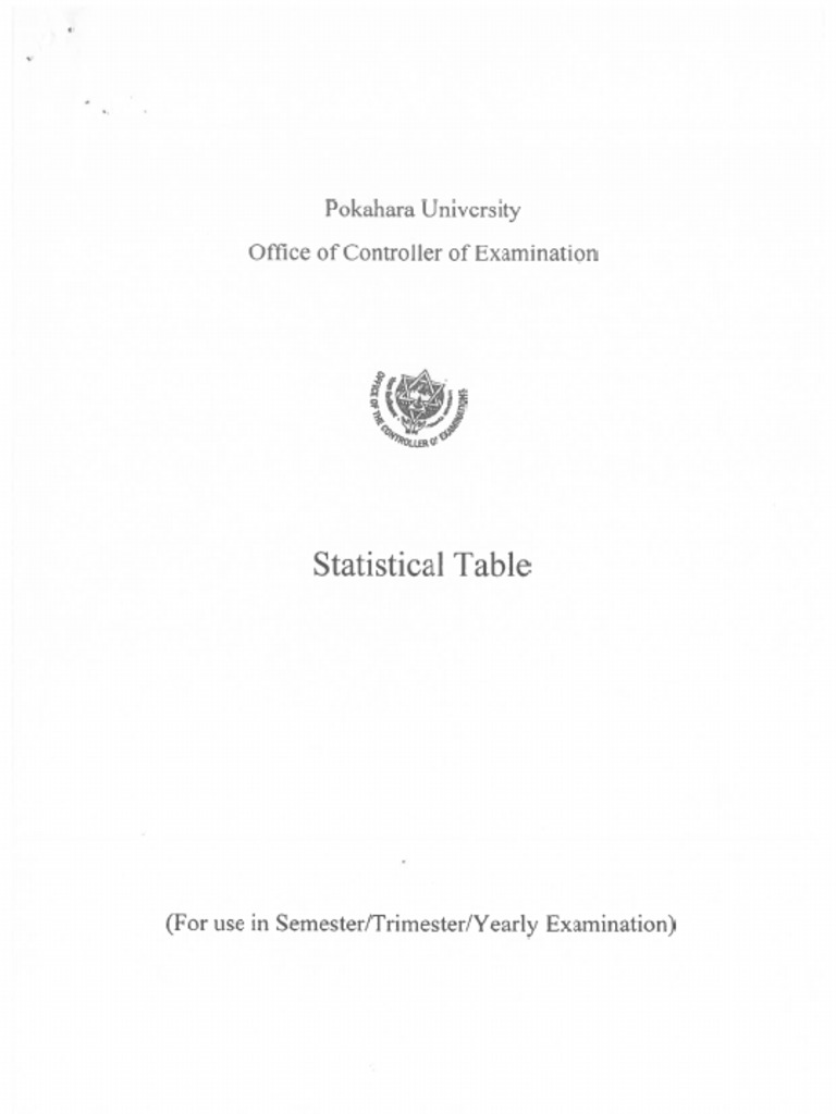 Statistical Tables | PDF