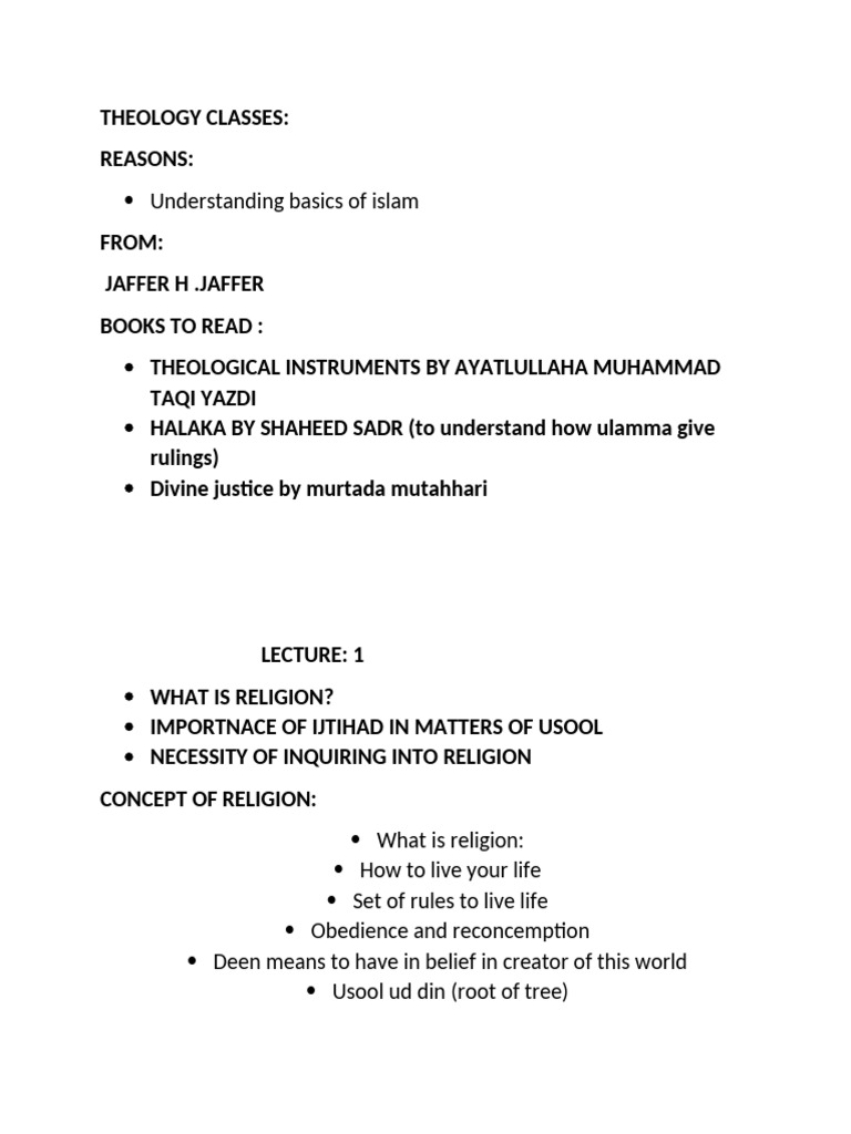 Theology Classes Pdf Prophets And Messengers In Islam God In Islam