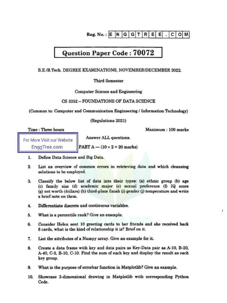 Cs3352 Fds Nov Dec 2022 QP | PDF