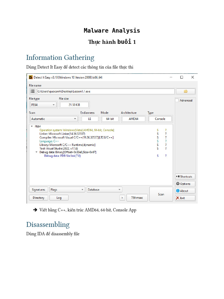 Malware Analysis B1 22DH114439 | PDF