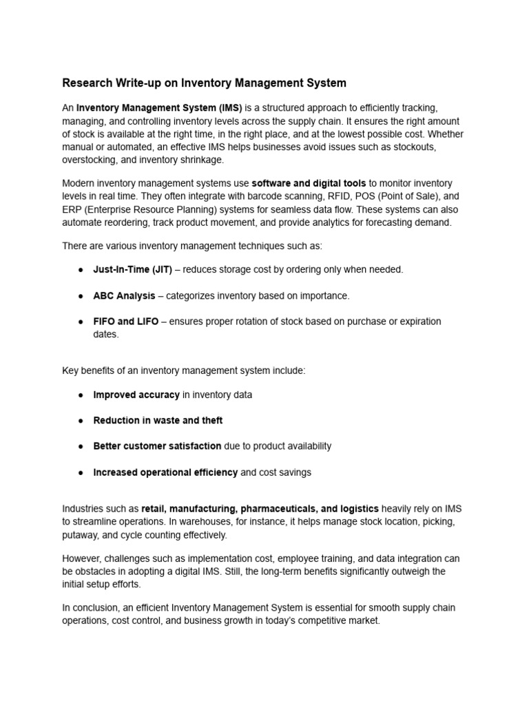 Effective Inventory Management Systems | PDF