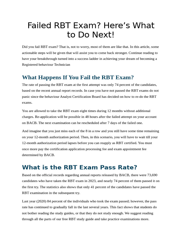 Overcoming RBT Exam Failure Tips | PDF