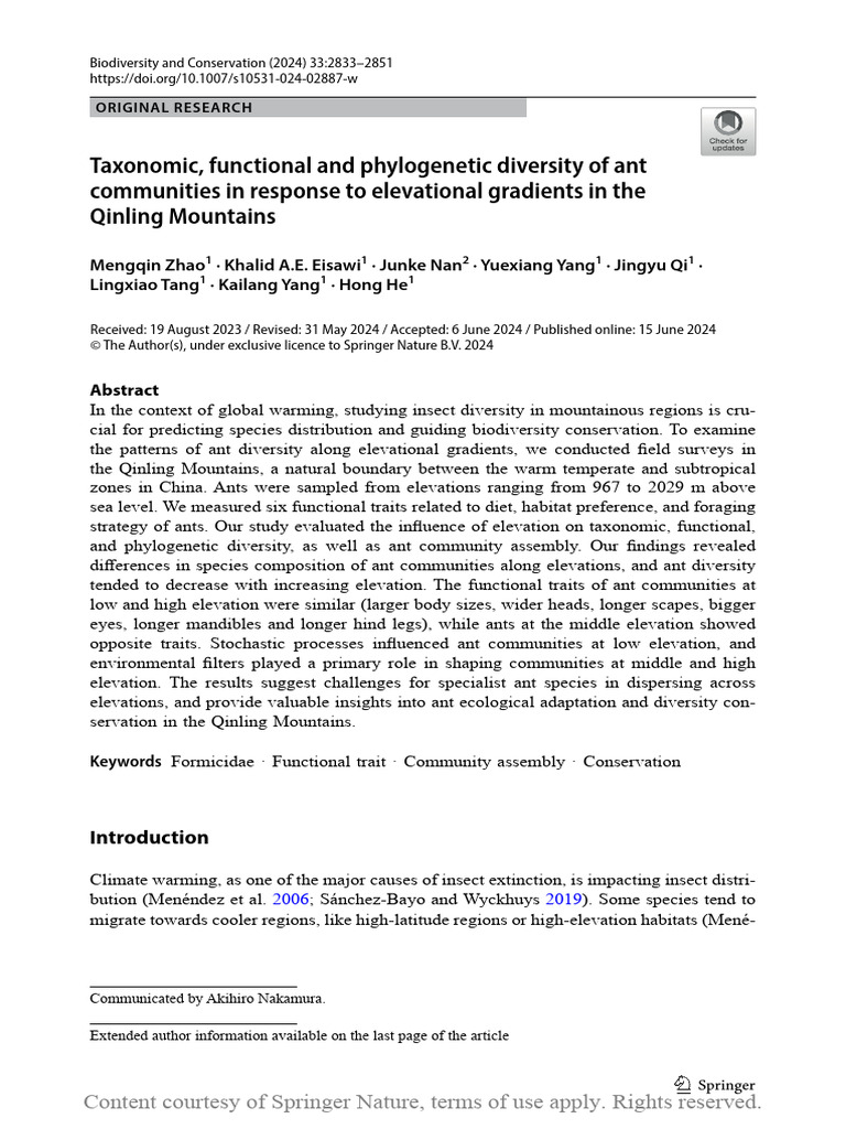 Taxonomic Functional and Phylogenetic Diversity of | PDF | Biodiversity ...