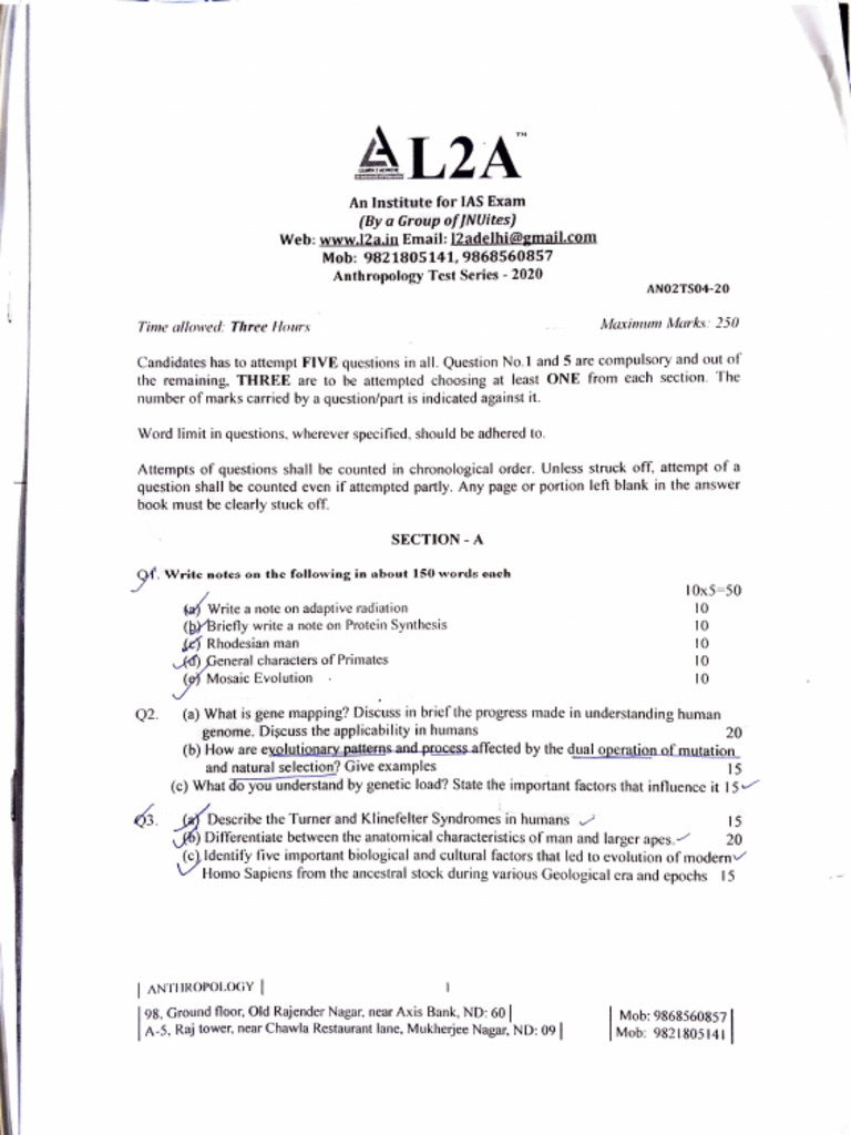 Anthro Paper 1 Sectional4 | PDF