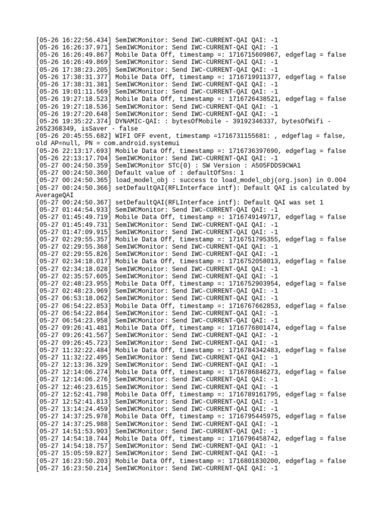Mobile Data and QAI Monitoring Logs | PDF