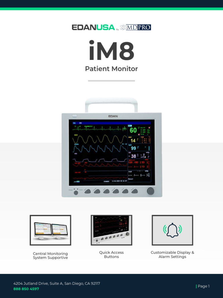iM8 Patient Monitor Features & Specs | PDF | Blood Pressure | Diastole