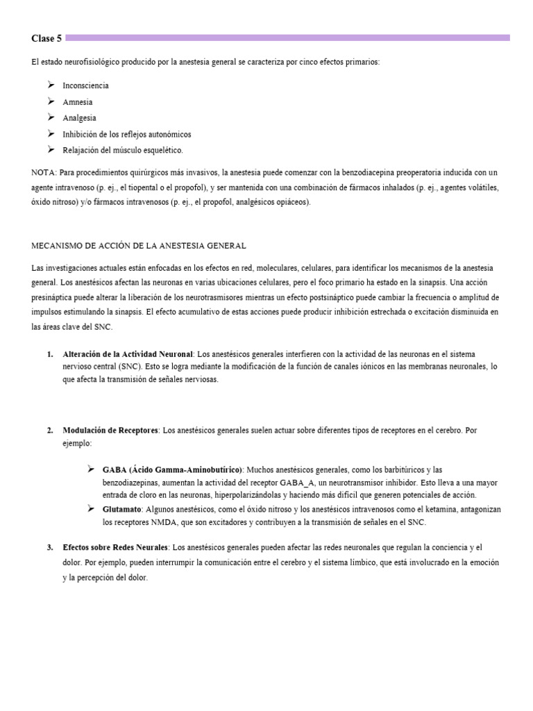 Clase 5 - Farmacología | PDF | Anestesia | Sinapsis