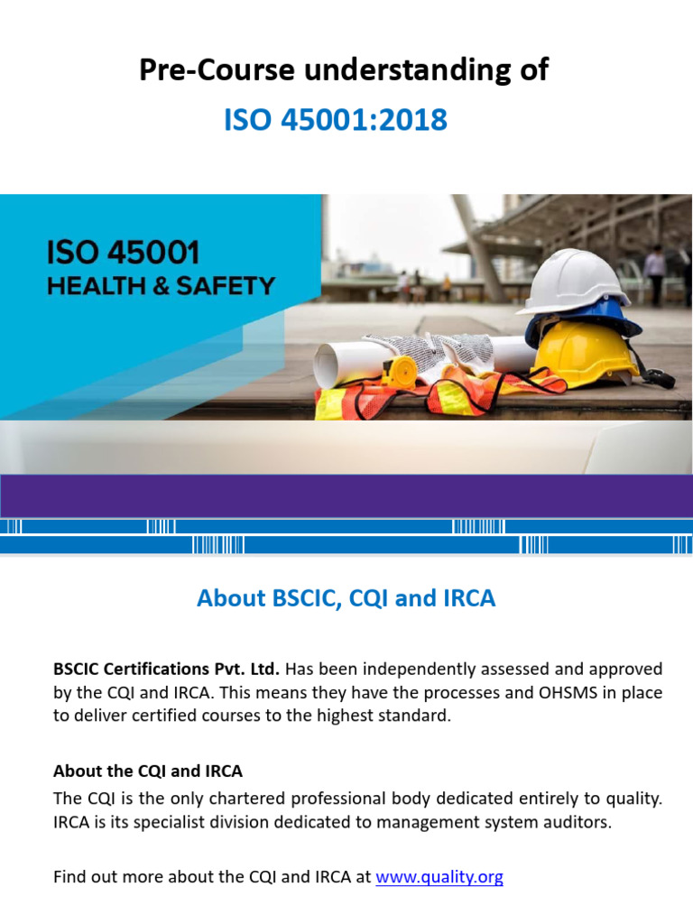 Pre Course Training Material-IsO 45001 | PDF | Personal Protective ...