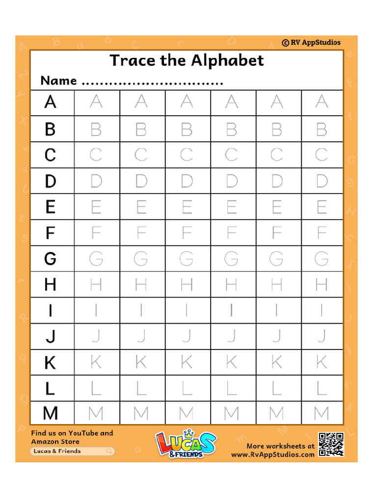 120 Free Printable Worksheets for Kids Practice Alphabet Tracing ...