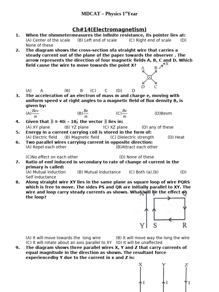 Electromagnetism Concepts for MDCAT | PDF | Magnetic Field | Inductance