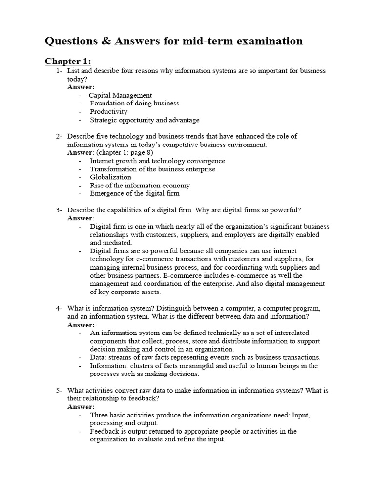 Midterm Exam: Enterprise Systems Insights | PDF | Information System ...