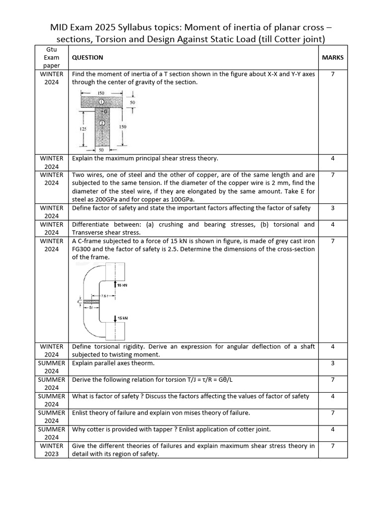 mid imp | PDF | Stress (Mechanics) | Mechanical Engineering