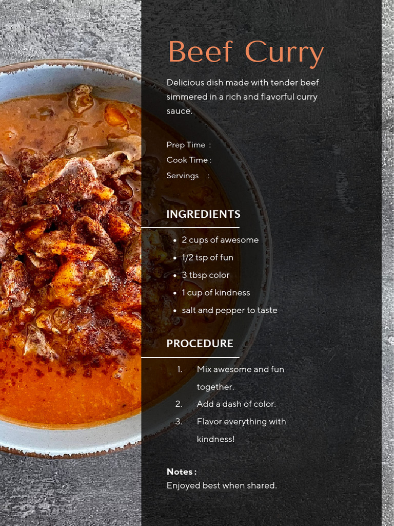 Cuisine Recipe Card PDF | PDF
