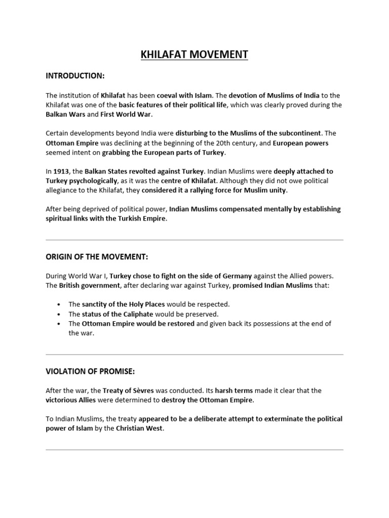 11.khilafat Movement | PDF | Caliphate | Mahatma Gandhi