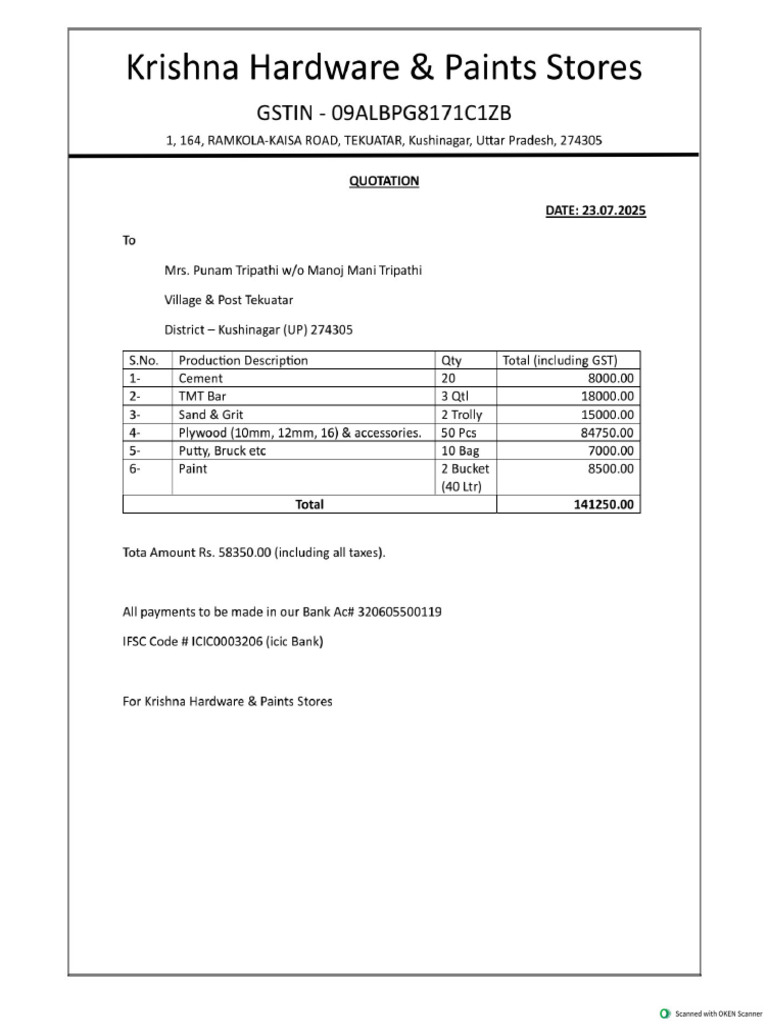 Quatation _ Hardware(1) | PDF