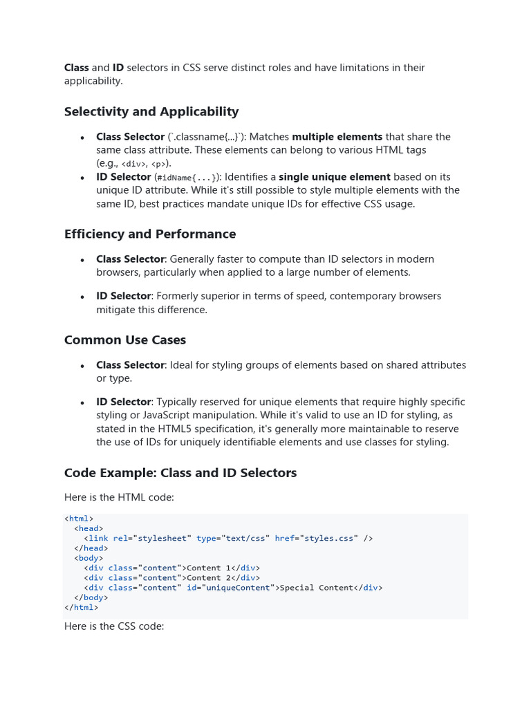 CSS Selectors: Class, ID, and Pseudo-Classes | PDF | Html Element | Html