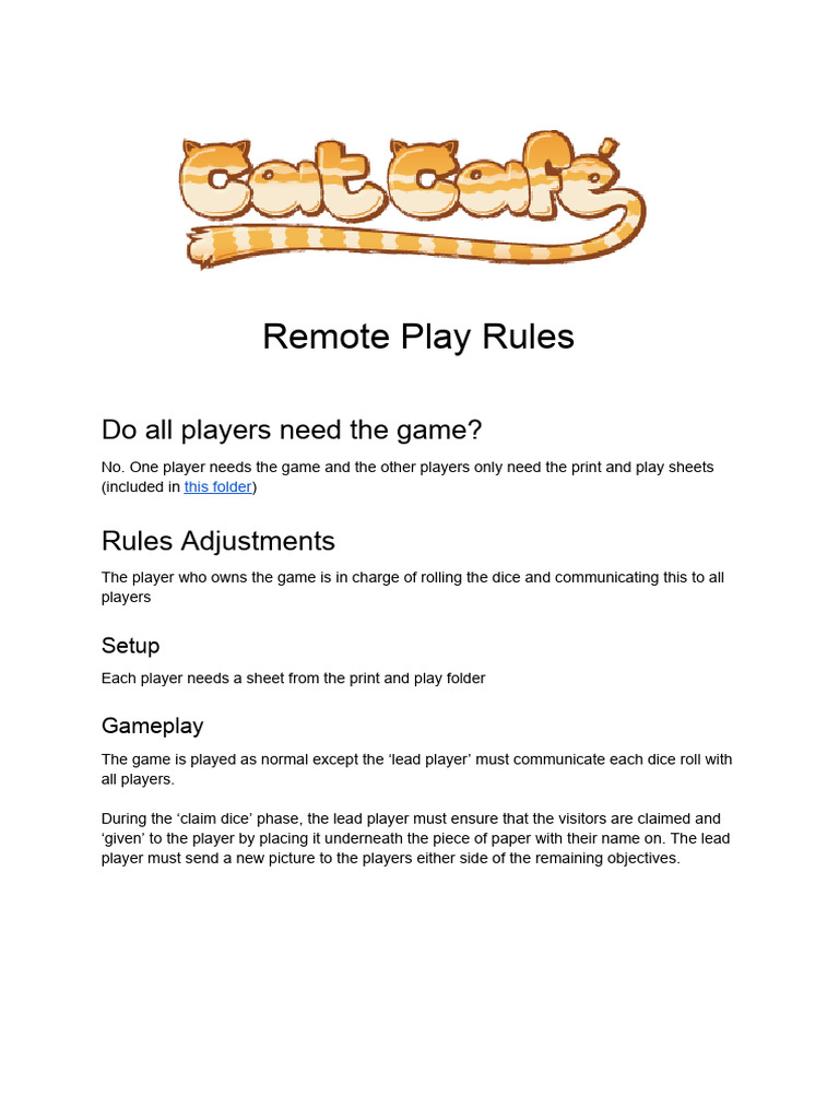 Remote Play Game Rules Explained | PDF