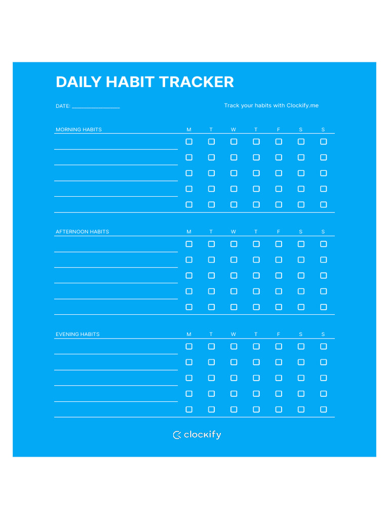 Daily Habit Tracker Template | PDF