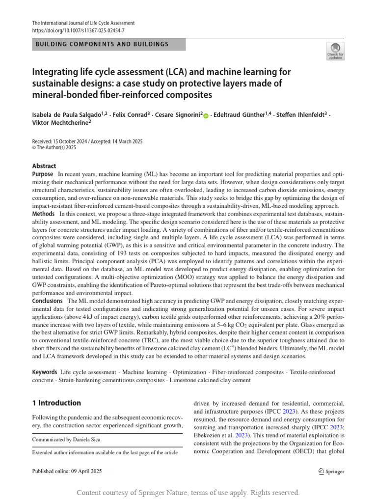 LCA and ML for Sustainable Composite Design | PDF | Life Cycle Assessment