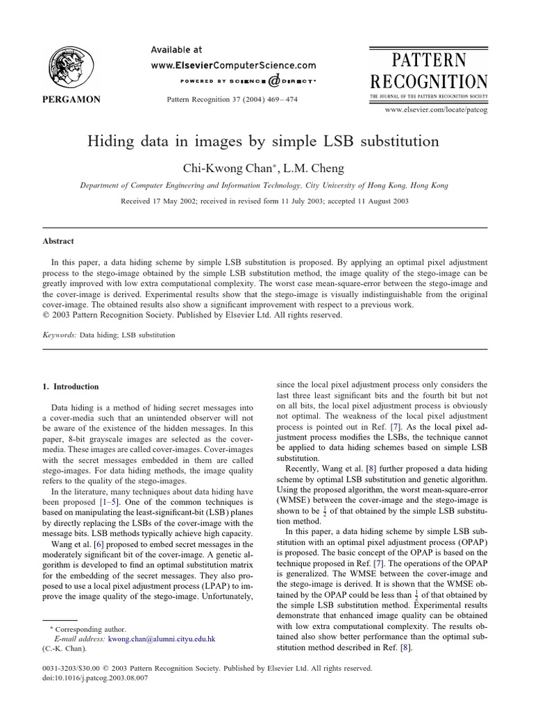 Data Hiding in Images via LSB Substitution | PDF | Multidimensional ...