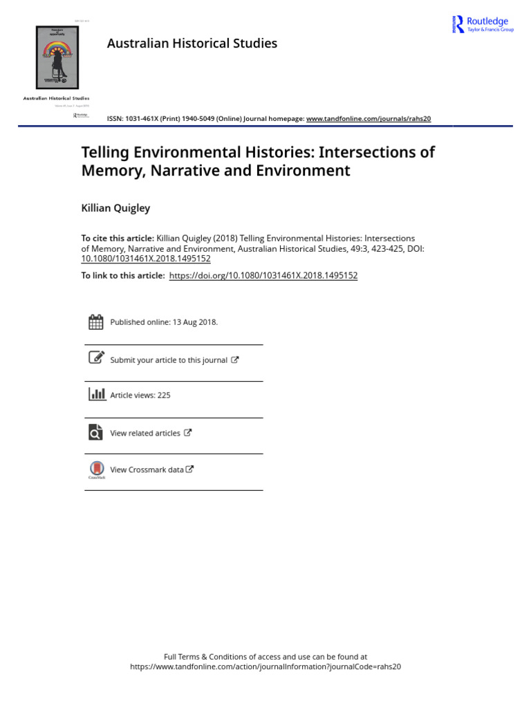 Telling Environmental Histories Intersections of Memory Narrative and ...