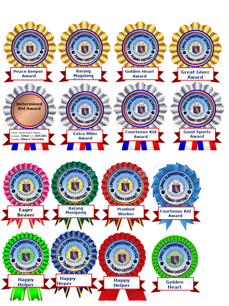 Editable Kindergarten Award Ribbons | PDF