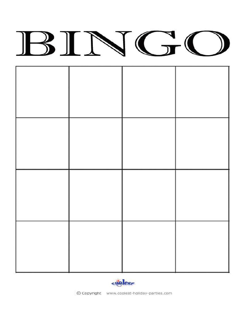 Printable Blank Bingo Cards 4 Per Page 8 | PDF
