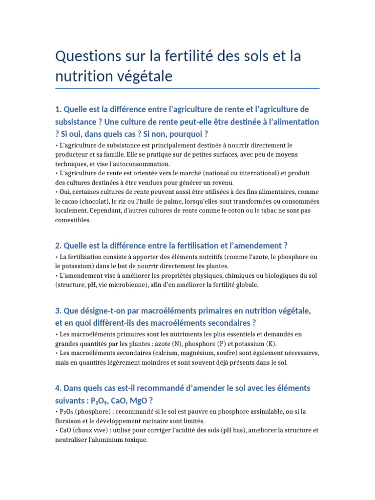 Fertilisation et nutrition des plantes | PDF | Fertilité des sols ...