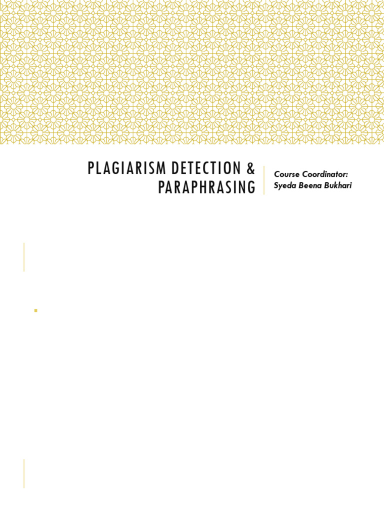 Plagiarism Detection and Paraphrasing Guide | PDF