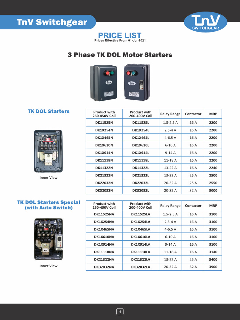 Price List TNV Switchgear 1.7 | PDF
