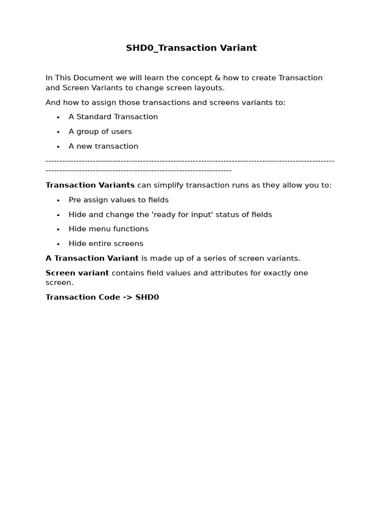 Creating SHD0 Transaction Variants | PDF | Computing | Software Engineering