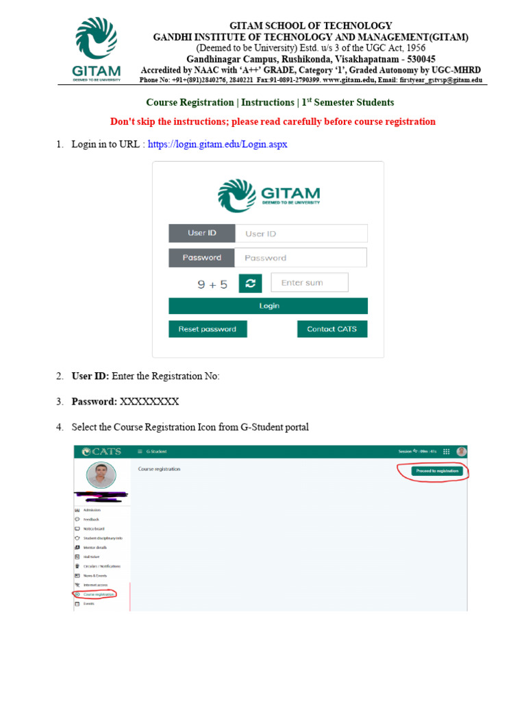 Course Registration Guide for GITAM Students | PDF | Computing | Software