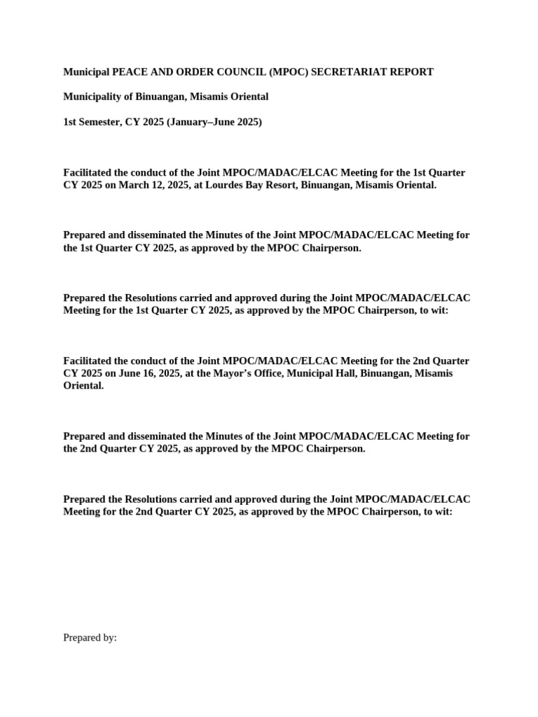 MPOC Secretariat Report 1st Semester 2025 | PDF