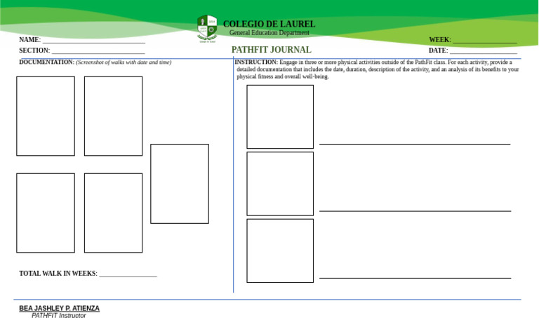 PathFit Journal Activity Log | PDF