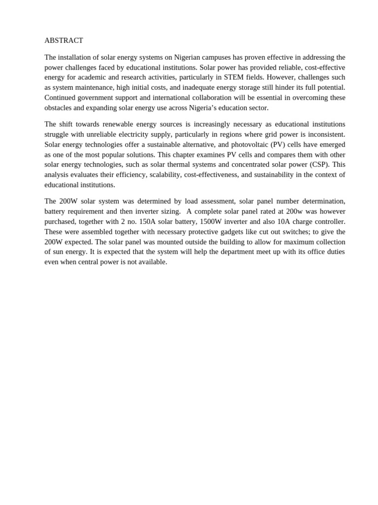 Solar Energy Solutions for Nigerian Campuses | PDF | Photovoltaic ...