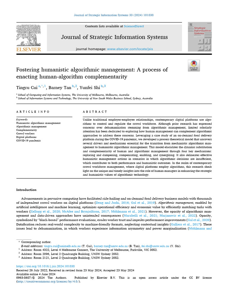Humanistic Algorithmic Management Insights | PDF | Performance ...