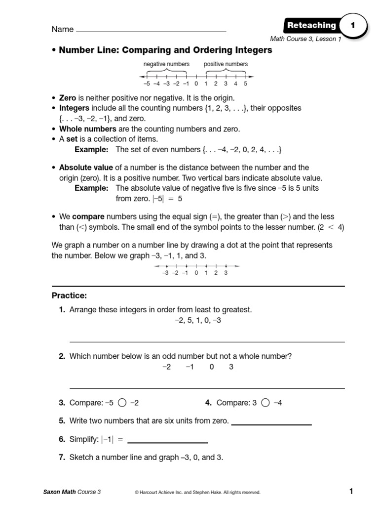 Saxon Math Course 3 Overview | PDF | Numbers | Integer