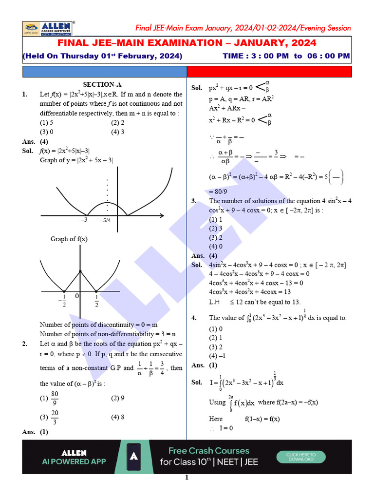 0102 Mathematics Paper With Solution Evening | PDF | Elementary ...