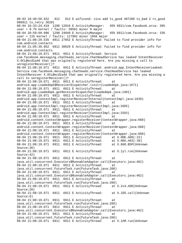 Android App Error Logs Analysis | PDF | Computer Networking | Internet ...