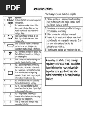 Annotation Symbols For Close Reading