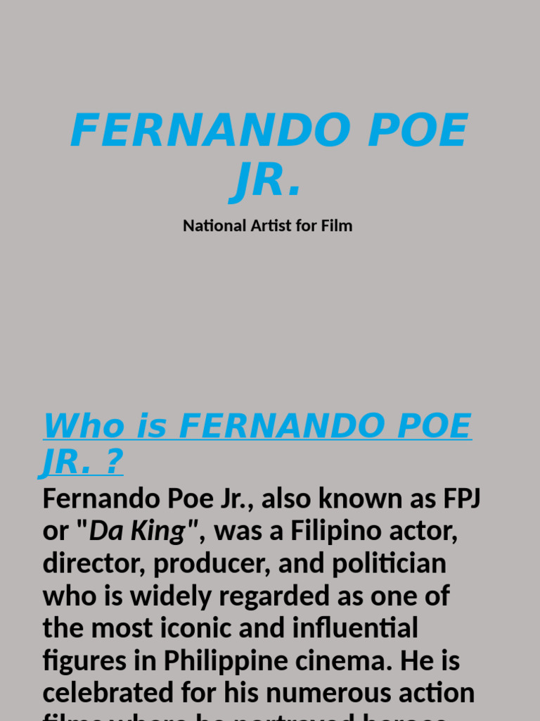 Fernando Poe Jr.: Philippine Cinema Icon | PDF