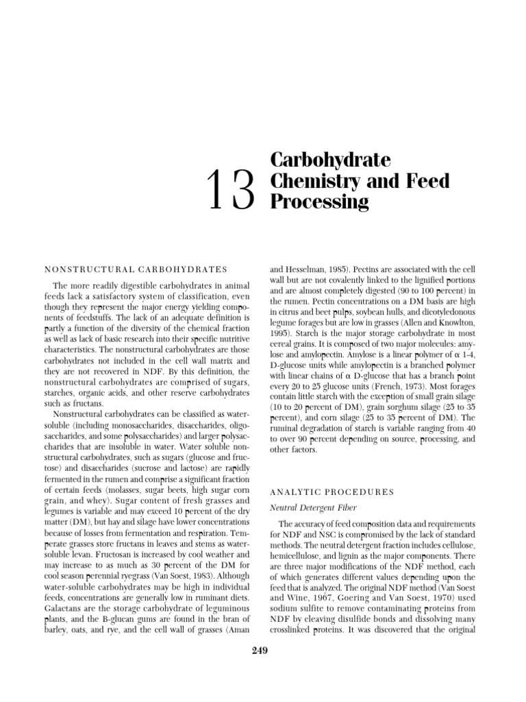 Carbohydrate Chemistry and Feed Processing | PDF | Carbohydrates ...