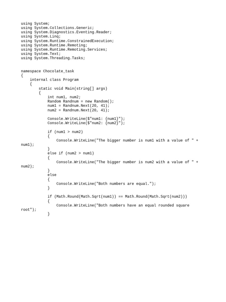 Random Number Comparison in C# | PDF