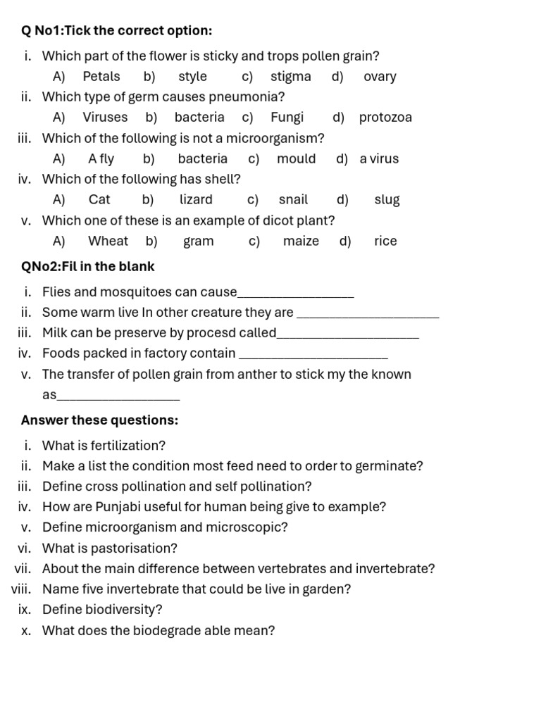 Science Quiz: Microorganisms & Plants | PDF