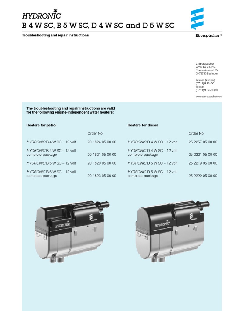 Hydronic b4wsc b5wsc d4wsc d5wsc | PDF | Hvac | Electrical Connector