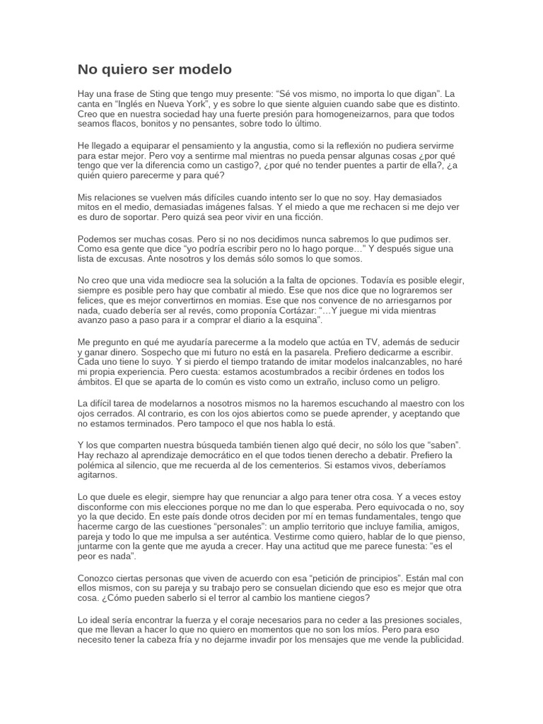 Reflexiones sobre ser modelo | PDF
