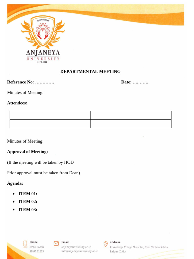 Departmental Meeting Minutes Template | PDF