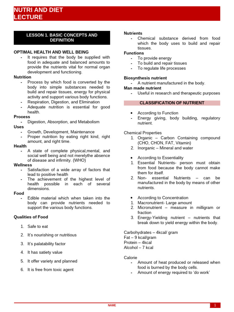 Nutrition Basics for Optimal Health | PDF | Nutrients | Nutrition