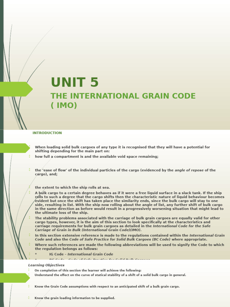 Unit-5 Grain Code | PDF | Cargo | Ships