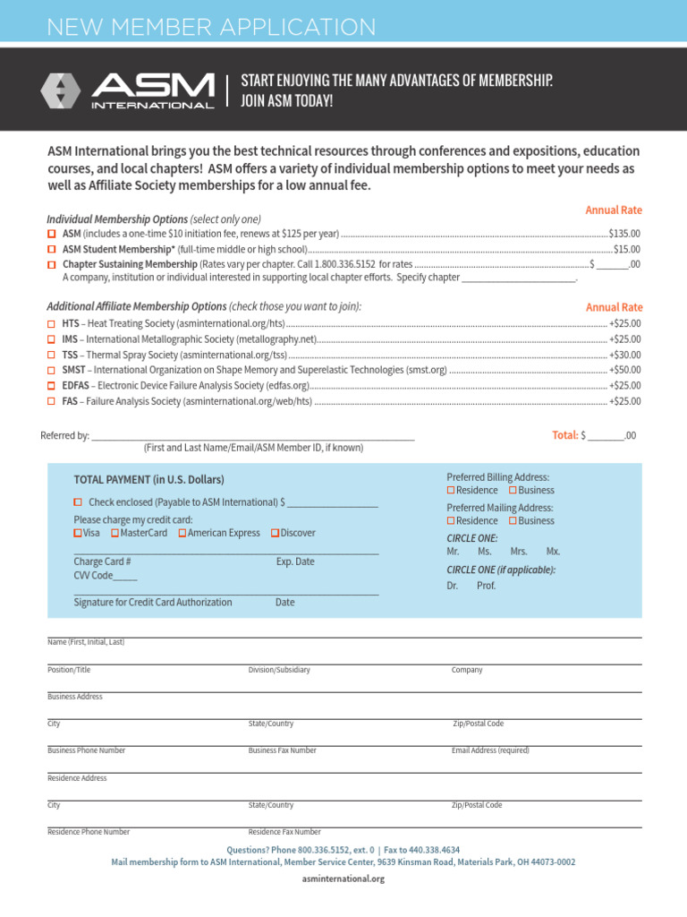 ASM International Membership Options | PDF | Credit Card | Banking ...